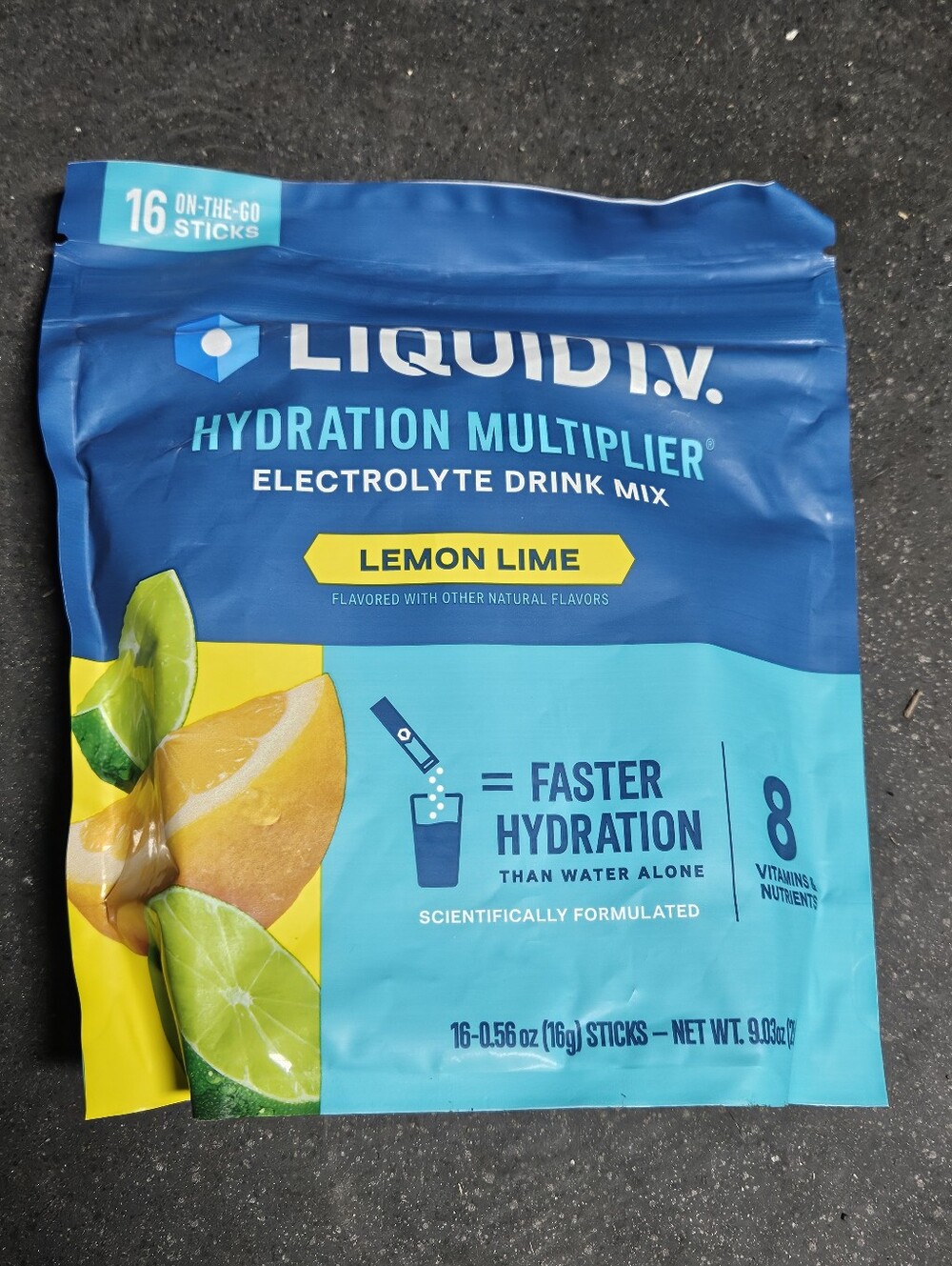 Liquid I.V. Hydration Multiplier Electrolyte Drink Mix, Lemon Lime 16 Individual